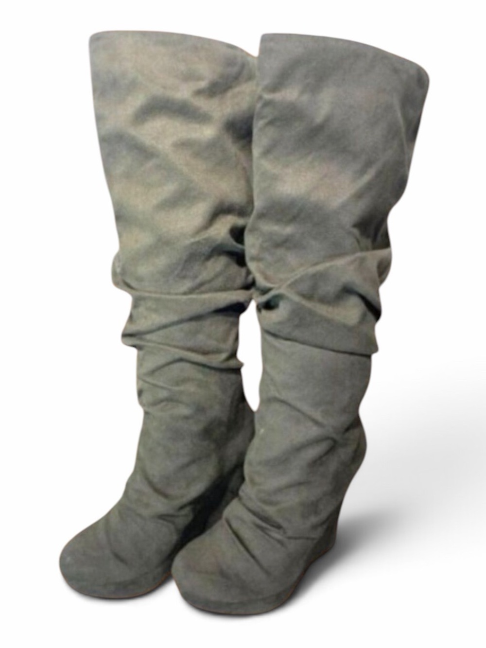 New Michael Antonio Army Green Wedge Slouch Boots sz 7
